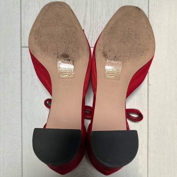J.Crew-Millie bow ankle-strap heels moiré. Festival Red, Size 5M - Picture 8 of 11